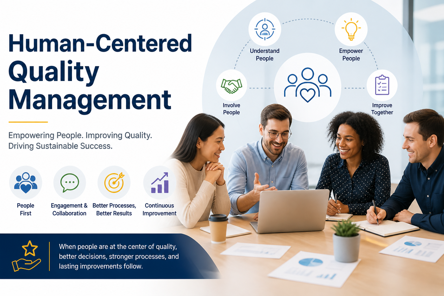 Human-centered quality management focusing on employee engagement and collaboration